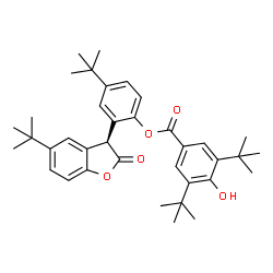 ChemSpider 2D Image | 4-(2-Methyl-2-propanyl)-2-[(3S)-5-(2-methyl-2-propanyl)-2-oxo-2,3-dihydro-1-benzofuran-3-yl]phenyl 4-hydroxy-3,5-bis(2-methyl-2-propanyl)benzoate | C37H46O5