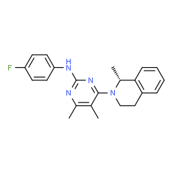 ChemSpider 2D Image | N-(4-Fluorophenyl)-4,5-dimethyl-6-[(1R)-1-methyl-3,4-dihydro-2(1H)-isoquinolinyl]-2-pyrimidinamine | C22H23FN4