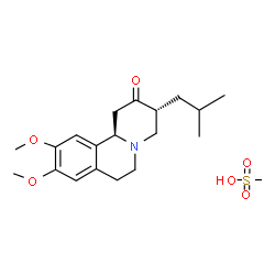ChemSpider 2D Image | (3R,11bR)-3-Isobutyl-9,10-dimethoxy-1,3,4,6,7,11b-hexahydro-2H-pyrido[2,1-a]isoquinolin-2-one methanesulfonate (1:1) | C20H31NO6S