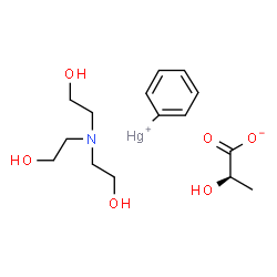ChemSpider 2D Image | Phenylmercury(1+) (2R)-2-hydroxypropanoate - 2,2',2''-nitrilotriethanol (1:1:1) | C15H25HgNO6