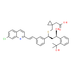 ChemSpider 2D Image | {1-[({(1S,3R)-1-{3-[(E)-2-(7-Chloro-2-quinolinyl)vinyl]phenyl}-3-hydroxy-3-[2-(2-hydroxy-2-propanyl)phenyl]propyl}sulfanyl)methyl]cyclopropyl}acetic acid | C35H36ClNO4S