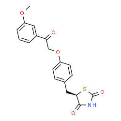 ChemSpider 2D Image | (5R)-5-{4-[2-(3-Methoxyphenyl)-2-oxoethoxy]benzyl}-1,3-thiazolidine-2,4-dione | C19H17NO5S