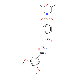 ChemSpider 2D Image | N-[5-(3,5-Dimethoxyphenyl)-1,3,4-oxadiazol-2-yl]-4-[(2,6-dimethyl-4-morpholinyl)sulfonyl]benzamide | C23H26N4O7S