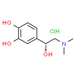 ChemSpider 2D Image | 4-[(1R)-2-(Dimethylamino)-1-hydroxyethyl]-1,2-benzenediol hydrochloride (1:1) | C10H16ClNO3