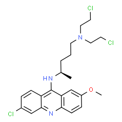 ChemSpider 2D Image | (4R)-N~1~,N~1~-Bis(2-chloroethyl)-N~4~-(6-chloro-2-methoxy-9-acridinyl)-1,4-pentanediamine | C23H28Cl3N3O