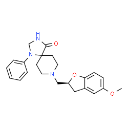 ChemSpider 2D Image | 8-{[(2S)-5-Methoxy-2,3-dihydro-1-benzofuran-2-yl]methyl}-1-phenyl-1,3,8-triazaspiro[4.5]decan-4-one | C23H27N3O3
