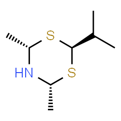 ChemSpider 2D Image | (2r,4R,6S)-2-Isopropyl-4,6-dimethyl-1,3,5-dithiazinane | C8H17NS2