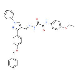ChemSpider 2D Image | 2-[2-({3-[4-(Benzyloxy)phenyl]-1-phenyl-1H-pyrazol-4-yl}methylene)hydrazino]-N-(4-ethoxyphenyl)-2-oxoacetamide | C33H29N5O4
