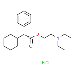 ChemSpider 2D Image | 2-(Diethylamino)ethyl (2R)-cyclohexyl(phenyl)acetate hydrochloride (1:1) | C20H32ClNO2