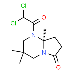 ChemSpider 2D Image | (8aS)-1-(Dichloroacetyl)-3,3,8a-trimethylhexahydropyrrolo[1,2-a]pyrimidin-6(2H)-one | C12H18Cl2N2O2