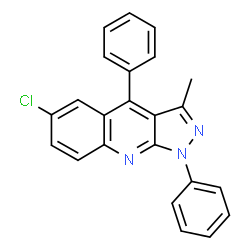 ChemSpider 2D Image | 6-Chloro-3-methyl-1,4-diphenyl-1H-pyrazolo[3,4-b]quinoline | C23H16ClN3