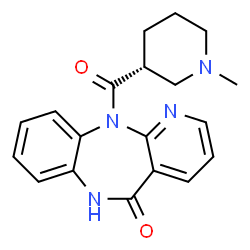ChemSpider 2D Image | 11-{[(3R)-1-Methyl-3-piperidinyl]carbonyl}-6,11-dihydro-5H-pyrido[2,3-b][1,5]benzodiazepin-5-one | C19H20N4O2