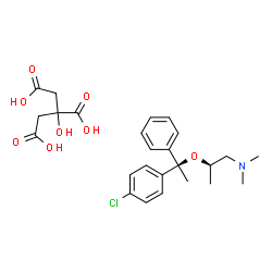 ChemSpider 2D Image | (2R)-2-[(1R)-1-(4-Chlorophenyl)-1-phenylethoxy]-N,N-dimethyl-1-propanamine 2-hydroxy-1,2,3-propanetricarboxylate (1:1) | C25H32ClNO8