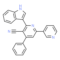 ChemSpider 2D Image | 6-(1H-Indol-3-yl)-4-phenyl-2,3'-bipyridine-5-carbonitrile | C25H16N4