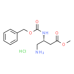 ChemSpider 2D Image | Methyl (3R)-4-amino-3-{[(benzyloxy)carbonyl]amino}butanoate hydrochloride (1:1) | C13H19ClN2O4
