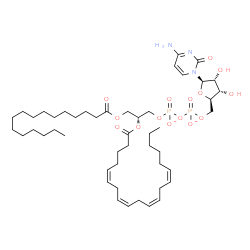 ChemSpider 2D Image | 5'-O-[({[(2R)-2-[(5Z,8Z,11Z,14Z)-5,8,11,14-Icosatetraenoyloxy]-3-(palmitoyloxy)propoxy]phosphinato}oxy)phosphinato]cytidine | C48H79N3O15P2