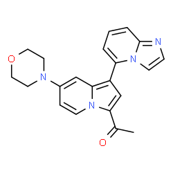 ChemSpider 2D Image | 1-[1-(Imidazo[1,2-a]pyridin-5-yl)-7-(4-morpholinyl)-3-indolizinyl]ethanone | C21H20N4O2