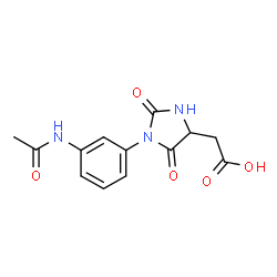 ChemSpider 2D Image | [1-(3-Acetamidophenyl)-2,5-dioxo-4-imidazolidinyl]acetic acid | C13H13N3O5