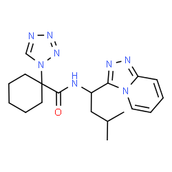 ChemSpider 2D Image | N-[3-Methyl-1-([1,2,4]triazolo[4,3-a]pyridin-3-yl)butyl]-1-(1H-tetrazol-1-yl)cyclohexanecarboxamide | C19H26N8O