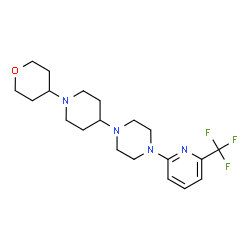 ChemSpider 2D Image | 1-[1-(Tetrahydro-2H-pyran-4-yl)-4-piperidinyl]-4-[6-(trifluoromethyl)-2-pyridinyl]piperazine | C20H29F3N4O