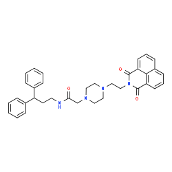 ChemSpider 2D Image | 2-{4-[2-(1,3-Dioxo-1H-benzo[de]isoquinolin-2(3H)-yl)ethyl]-1-piperazinyl}-N-(3,3-diphenylpropyl)acetamide | C35H36N4O3