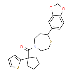 ChemSpider 2D Image | [7-(1,3-Benzodioxol-5-yl)-1,4-thiazepan-4-yl][1-(2-thienyl)cyclopentyl]methanone | C22H25NO3S2