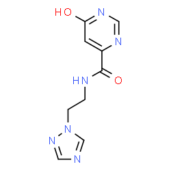 ChemSpider 2D Image | 6-Hydroxy-N-[2-(1H-1,2,4-triazol-1-yl)ethyl]-4-pyrimidinecarboxamide | C9H10N6O2