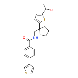 ChemSpider 2D Image | N-({1-[5-(1-Hydroxyethyl)-2-thienyl]cyclopentyl}methyl)-4-(3-thienyl)benzamide | C23H25NO2S2