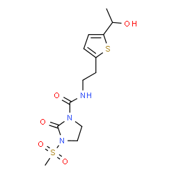 ChemSpider 2D Image | N-{2-[5-(1-Hydroxyethyl)-2-thienyl]ethyl}-3-(methylsulfonyl)-2-oxo-1-imidazolidinecarboxamide | C13H19N3O5S2