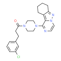 ChemSpider 2D Image | 3-(3-Chlorophenyl)-1-[4-(7,8,9,10-tetrahydropyrazino[1,2-b]indazol-1-yl)-1-piperazinyl]-1-propanone | C23H26ClN5O