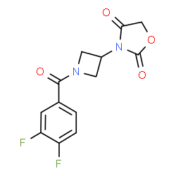 ChemSpider 2D Image | 3-[1-(3,4-Difluorobenzoyl)-3-azetidinyl]-1,3-oxazolidine-2,4-dione | C13H10F2N2O4