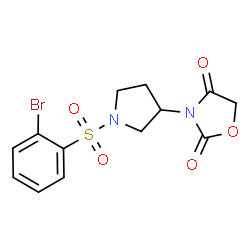 ChemSpider 2D Image | 3-{1-[(2-Bromophenyl)sulfonyl]-3-pyrrolidinyl}-1,3-oxazolidine-2,4-dione | C13H13BrN2O5S