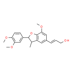 ChemSpider 2D Image | (2E)-3-[2-(3,4-Dimethoxyphenyl)-7-methoxy-3-methyl-2,3-dihydro-1-benzofuran-5-yl]-2-propen-1-ol | C21H24O5