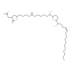 ChemSpider 2D Image | 5-(11-Hydroxy-11-{5-[(4Z)-1-hydroxy-4-pentadecen-1-yl]tetrahydro-2-furanyl}-5-oxoundecyl)-3-(2-oxopropyl)dihydro-2(3H)-furanone | C37H64O7