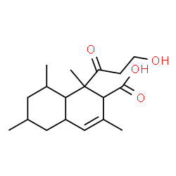 ChemSpider 2D Image | 1-(3-Hydroxypropanoyl)-1,3,6,8-tetramethyl-1,2,4a,5,6,7,8,8a-octahydro-2-naphthalenecarboxylic acid | C18H28O4