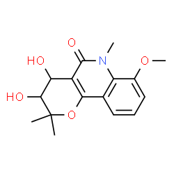 ChemSpider 2D Image | 3,4-Dihydroxy-7-methoxy-2,2,6-trimethyl-2,3,4,6-tetrahydro-5H-pyrano[3,2-c]quinolin-5-one | C16H19NO5