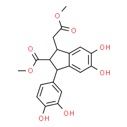 ChemSpider 2D Image | Methyl 1-(3,4-dihydroxyphenyl)-5,6-dihydroxy-3-(2-methoxy-2-oxoethyl)-2-indanecarboxylate | C20H20O8
