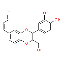 ChemSpider 2D Image | (2Z)-3-[3-(3,4-Dihydroxyphenyl)-2-(hydroxymethyl)-2,3-dihydro-1,4-benzodioxin-6-yl]acrylaldehyde | C18H16O6