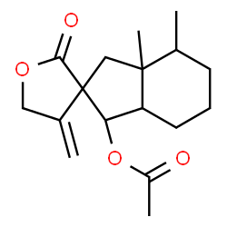 ChemSpider 2D Image | 3a',4'-Dimethyl-4-methylene-2-oxodecahydrospiro[furan-3,2'-inden]-1'-yl acetate | C17H24O4