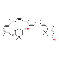 ChemSpider 2D Image | (9cis,11cis,15cis)-4,5-Didehydro-5,5',6,8'-tetrahydro-5',8'-epoxy-beta,beta-carotene-3,3'-diol | C40H56O3