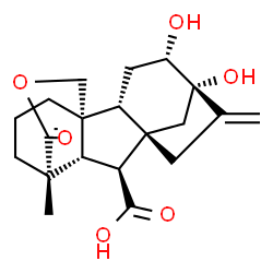 ChemSpider 2D Image | (1R,2R,4S,5S,8S,9S,10S)-4,5-Dihydroxy-11-methyl-6-methylene-12-oxo-13-oxapentacyclo[9.3.3.1~5,8~.0~1,10~.0~2,8~]octadecane-9-carboxylic acid | C20H26O6