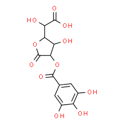 ChemSpider 2D Image | Hydroxy{3-hydroxy-5-oxo-4-[(3,4,5-trihydroxybenzoyl)oxy]tetrahydro-2-furanyl}acetic acid (non-preferred name) | C13H12O11