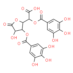 ChemSpider 2D Image | {4-Hydroxy-5-oxo-3-[(3,4,5-trihydroxybenzoyl)oxy]tetrahydro-2-furanyl}[(3,4,5-trihydroxybenzoyl)oxy]acetic acid (non-preferred name) | C20H16O15