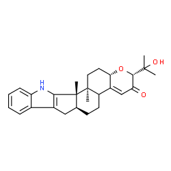 ChemSpider 2D Image | (2R,6aS,12bS,12cS,14aS)-2-(2-Hydroxy-2-propanyl)-12b,12c-dimethyl-5,6,6a,7,12,12b,12c,13,14,14a-decahydro-2H-chromeno[5',6':6,7]indeno[1,2-b]indol-3(4bH)-one | C27H33NO3