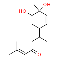 ChemSpider 2D Image | 6-(4,5-Dihydroxy-4-methyl-2-cyclohexen-1-yl)-2-methyl-2-hepten-4-one | C15H24O3