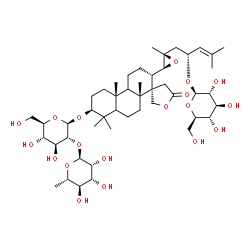 ChemSpider 2D Image | (2'S,3S,4b'R,7'S,10a'R)-2'-{(2S,3S)-3-[(2R)-2-(beta-D-Glucopyranosyloxy)-4-methyl-3-penten-1-yl]-3-methyl-2-oxiranyl}-4b',8',8',10a'-tetramethyl-5-oxotetradecahydro-2'H-spiro[furan-3,1'-phenanthren]-7
'-yl 2-O-(6-deoxy-alpha-L-mannopyranosyl)-beta-D-glucopyranoside | C48H78O19