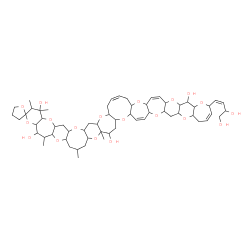 ChemSpider 2D Image | (17'Z)-26'-[(1Z)-3,4-Dihydroxy-1-buten-1-yl]-2',5',9',10',37a'-pentamethyl-1',3',3a',4,4a',5,5',6',6a',9',10',10a',11a',12',12a',13a',14',14a',15a',16',19',19a',20a',22a',23a',24',24a',26',29',29a',30
a',31',31a',32a',34a',35a',36',37',37a',38a'-tetracontahydro-2'H,3H-spiro[furan-2,8'-oxepino[2'''',3'''':5''',6''']pyrano[2''',3''':5'',6'']pyrano[2'',3'':6',7']oxepino[2',3':6,7]oxepino[3,2-b]pyrano[
2''''',3''''':6'''',7'''']oxepino[2'''',3'''':5''',6''']pyrano[2''',3''':7'',8'']oxocino[2'',3'':5',6']pyrano[2',3':6,7]oxepino[2,3-h]oxonine]-6',10',24',37'-tetrol | C60H86O19