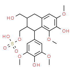 ChemSpider 2D Image | [7-Hydroxy-1-(4-hydroxy-3,5-dimethoxyphenyl)-3-(hydroxymethyl)-6,8-dimethoxy-1,2,3,4-tetrahydro-2-naphthalenyl]methyl hydrogen sulfate | C22H28O11S