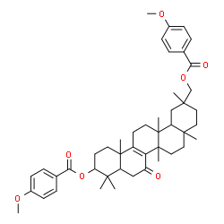 ChemSpider 2D Image | {10-[(4-Methoxybenzoyl)oxy]-2,4a,6a,9,9,12a,14a-heptamethyl-7-oxo-1,2,3,4,4a,5,6,6a,7,8,8a,9,10,11,12,12a,13,14,14a,14b-icosahydro-2-picenyl}methyl 4-methoxybenzoate | C46H60O7