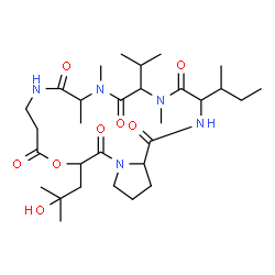 ChemSpider 2D Image | 3-sec-Butyl-16-(2-hydroxy-2-methylpropyl)-6-isopropyl-5,8,9-trimethyldodecahydropyrrolo[1,2-d][1,4,7,10,13,16]oxapentaazacyclononadecine-1,4,7,10,14,17(11H,16H)-hexone | C30H51N5O8